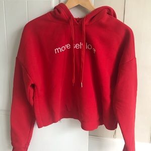 Red crop hoodie